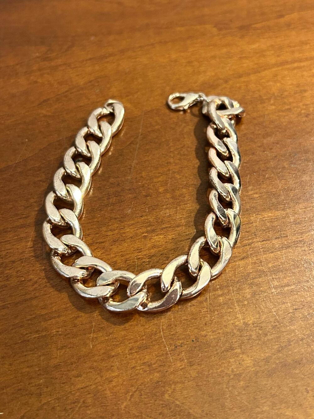 Chunky Rose Gold Cuban Link Chain Bracelet 7.5"